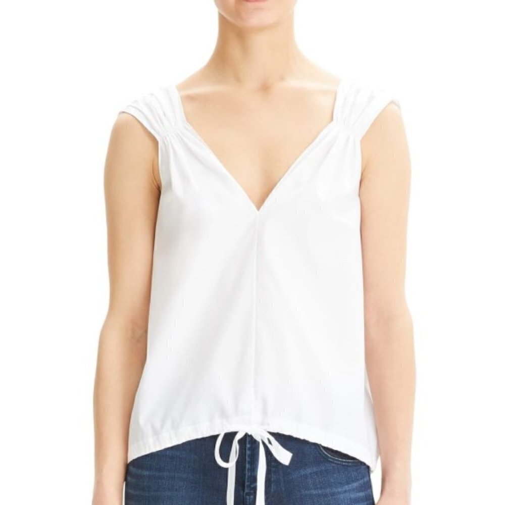 Theory Balloon Perfect Cotton Tie-Waist Top, White